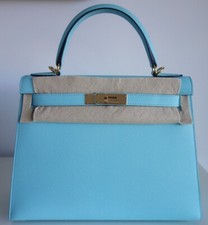 SAC HERMES KELLY 28 bleu atoll