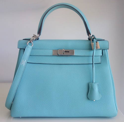Sac hermes kelly bleu - 28, atoll